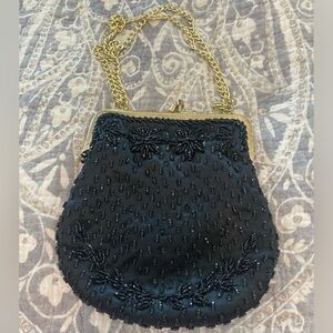 Vtg Floral Beaded Sequin Purse Bag 50s 60s?